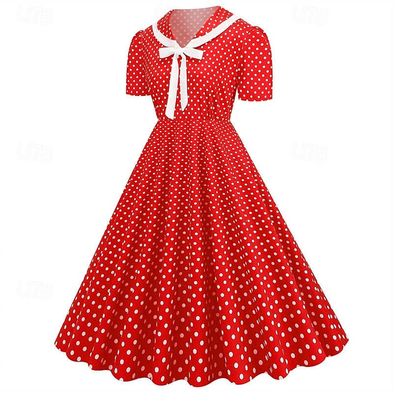 Retro 50. léta Rockabilly Šaty Houpací šaty Maškarní kostým Dámské Karneval Plesová maškaráda Denní nošení loučení se svobodou nevěsty Dospělé Šaty Šaty pro návrat domů 2025 - $23.99 –P8