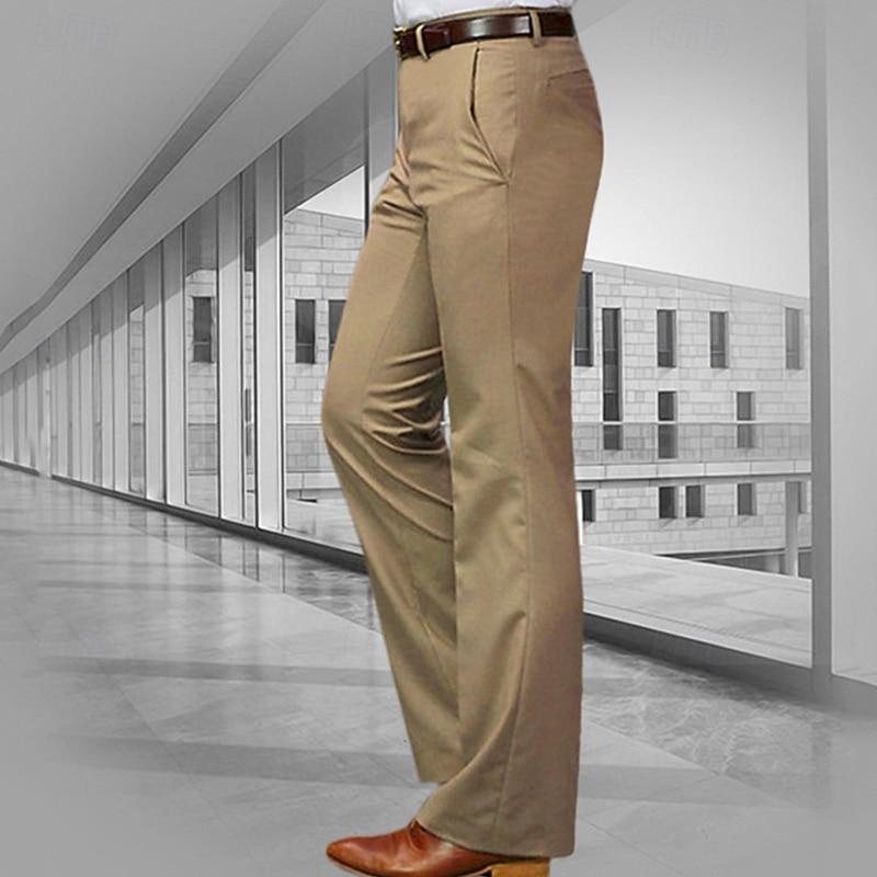 Homens Social Calças chinês Botões Bolsos Tecido Conforto Formal Festa Trabalho Moda Estilo Clássico Preto Branco Micro-Elástica de 2025 por $33.99 –P6