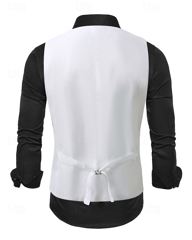 Men's Vest Waistcoat Gilet Performance Vacation Stage Fashion Casual Summer Spring Sequins Buttons Pocket Polyester Comfortable Plain Single Breasted One-button Lapel Regular Fit Silver Black Vest 2025 - $33.99 –P3