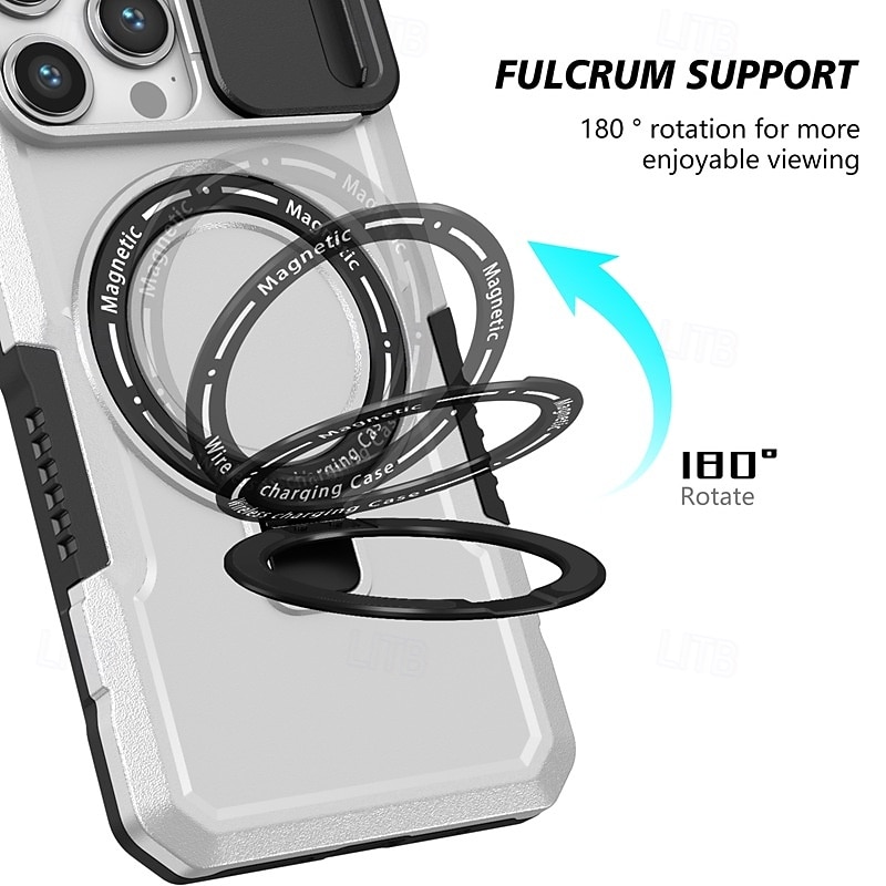 Phone Case For iPhone 16 15 14 Pro Max Plus 13 12 11 Pro Max Back Cover with Stand Holder Magnetic Support Wireless Charging Retro PC 2026 - $18.99 –P4