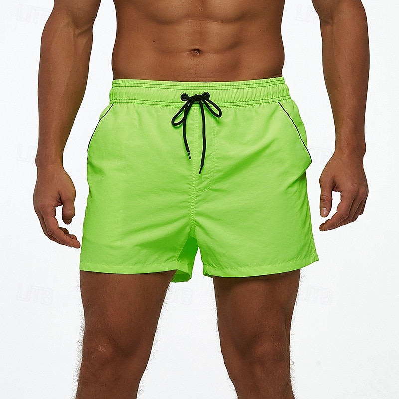 Homens Calção Justo de Natação Shorts de Natação Bermuda de Surf Calças Com Cordão Com bolsos Natação Surfe Praia Esportes Aquáticos Retalhos Cor Sólida Verão Primavera de 2025 por $25.99 –P13