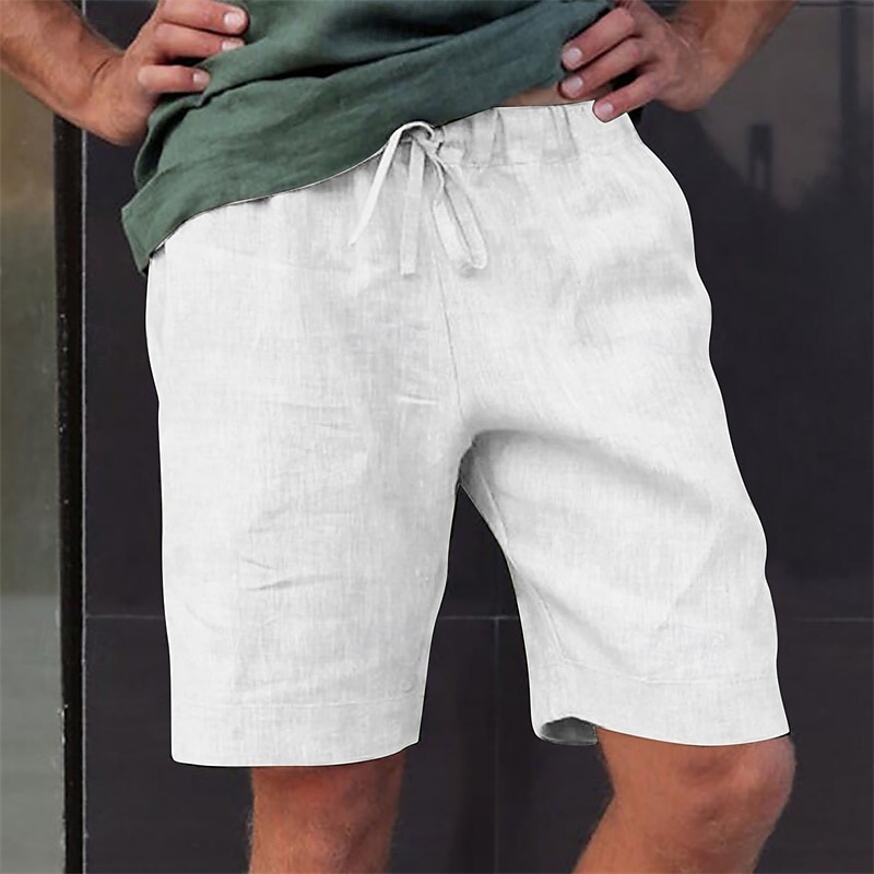 Herren Shorts Kurze Hosen Shorts aus Baumwollleinen Sommer-Shorts Strandshorts Kurze Hosen Tasche Kordelzug Elastische Taille Glatt Komfort Atmungsaktiv Kurz Urlaub Festtage Strand Hawaiianisch Boho 2025 - $16.49 –P1