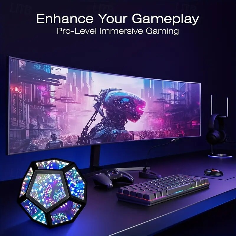Vibrant Infinity Dodecahedron Neon Sign - USB Powered Multi-Color Illumination Durable Plastic Tabletop Ambient Light - Perfect for Party Decor Celebration Birthday Xmas Wedding Unique Gift Led 2025 - $65.99 –P5