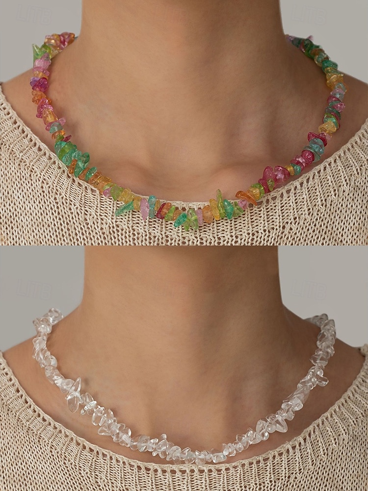 ametystový křišťálový náhrdelník pro ženy přírodní kámen, surové čipové korálky, boho chic styl ideální pro každodenní nošení, duchovní a léčivé šperky 2025 - $9.99 –P5