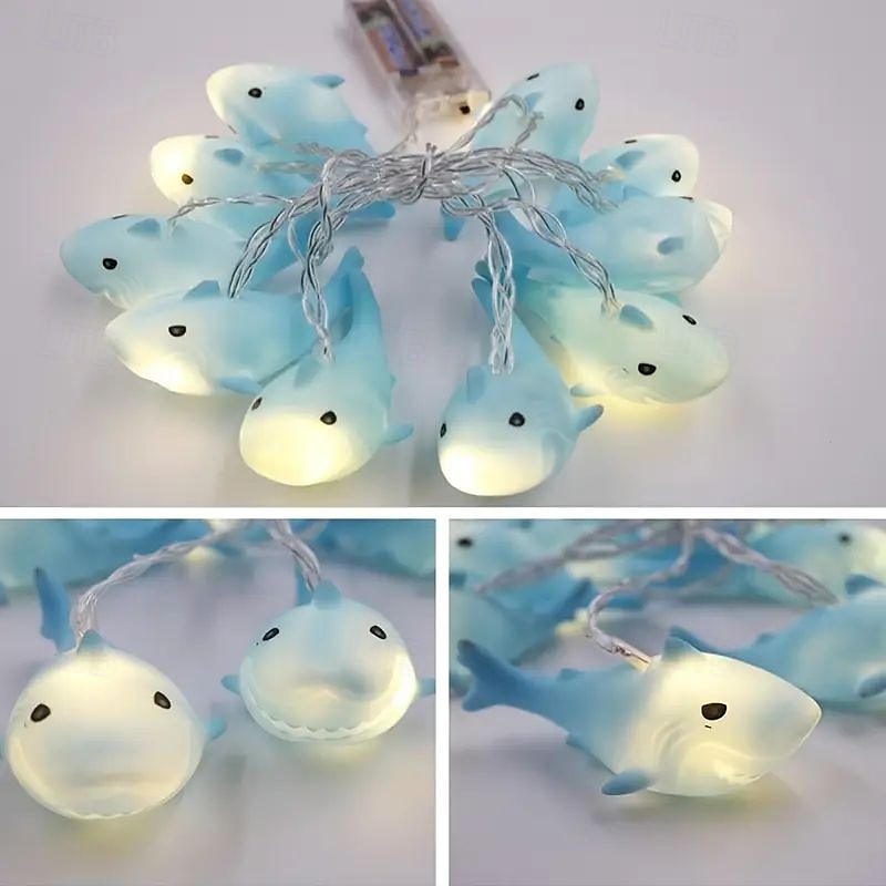 Guirlande lumineuse à 1,5 m avec 10 LED en forme de requin et de tortue, luminaire décoratif à piles, idéal pour la maison, la chambre à coucher, le bord de mer, les fêtes, les vacances de 2025 ? $12.49 –P10
