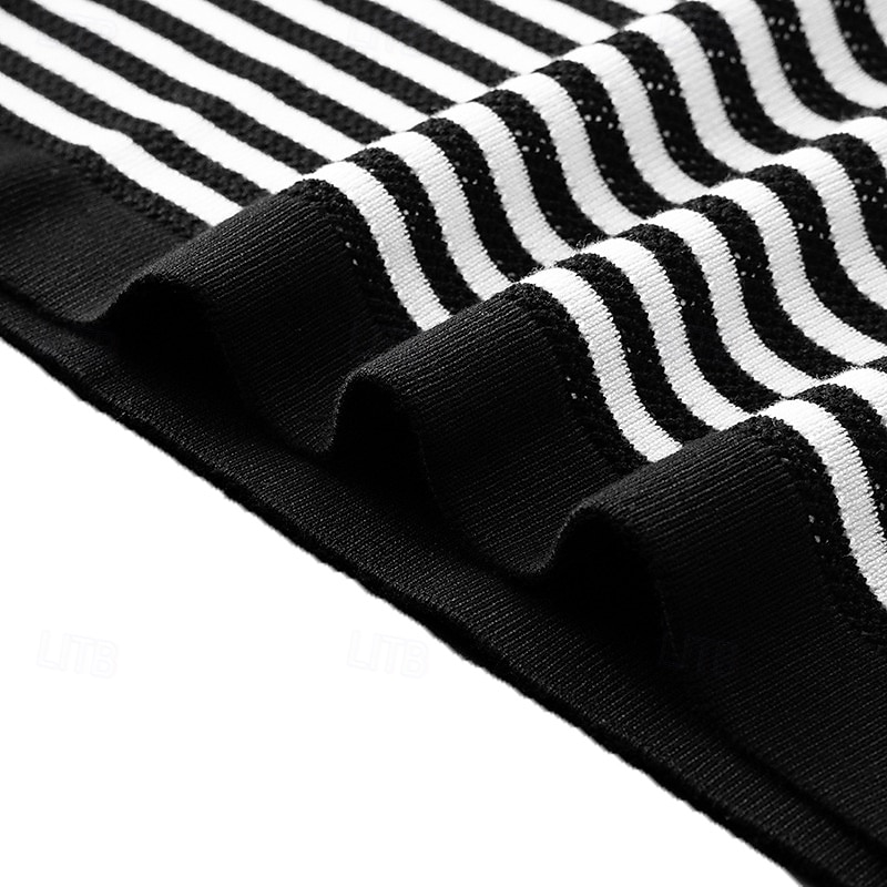 Men's Polo Knit Polo Sweater Business Casual Lapel Short Sleeve Formal Stripes Buttons Summer Black Light Green Dark Green Brown Polo 2025 - $30.99 –P11