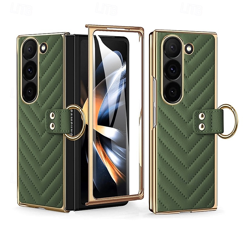 Phone Case For Samsung Galaxy Z Fold 6 Z Fold 5 Z Fold 4 Z Fold 3 Back Cover Magnetic Support Wireless Charging Ring Buckle Retro PU Leather 2025 - $27.99 –P11