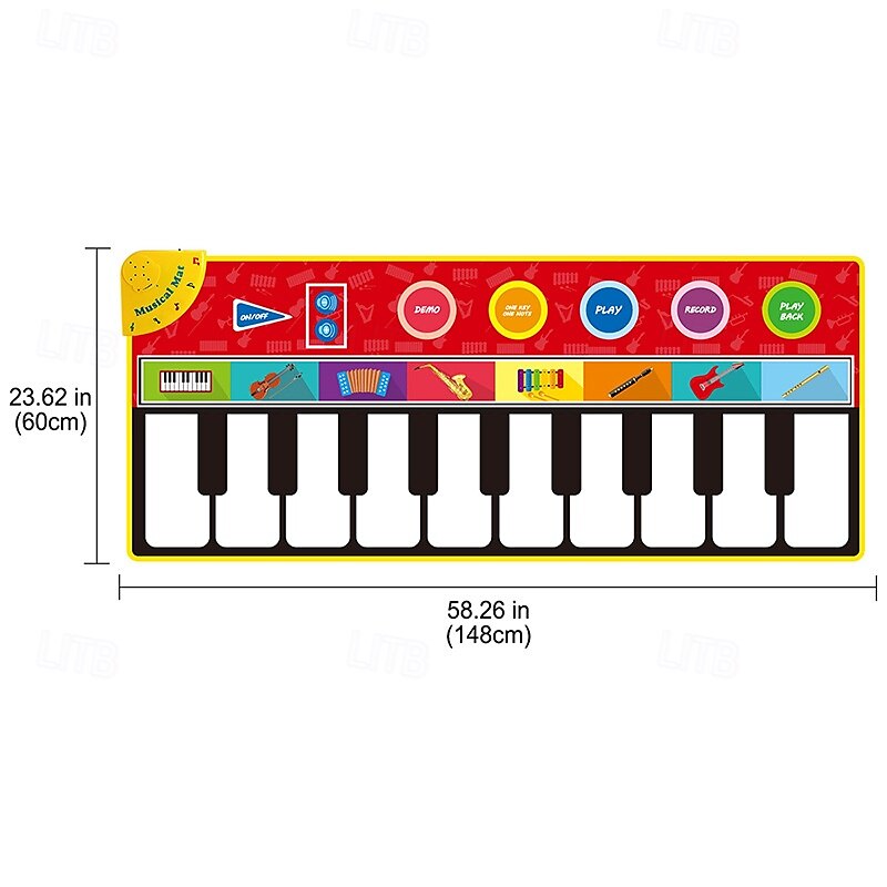 flerfarget interaktivt gulvpianotastatur - musikalsk matte, teppeteppe i polyesterdyrdesign, leker, berøring 2025 - $44.99 –P2