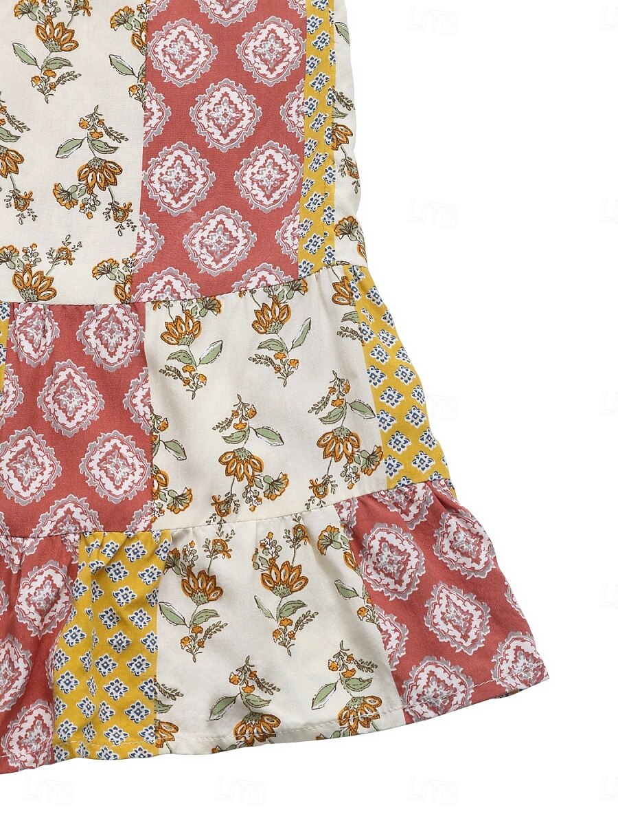 Damen Normal Jumpsuit Urlaub Blumen 3/4 Ärmel V Ausschnitt Hohe Taillenlinie Urlaub Täglich Regular Fit Gelb Sommer 2025 - $49.99 –P7