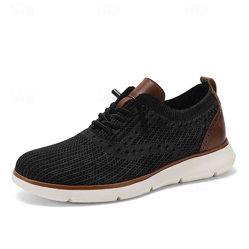 Atmungsaktive Strick-Sneaker für Herren mit Kunstlederakzenten – stylische, leichte Sportschuhe für die Freizeit und den Komfort im Alltag 2025 - $46.99 –P10