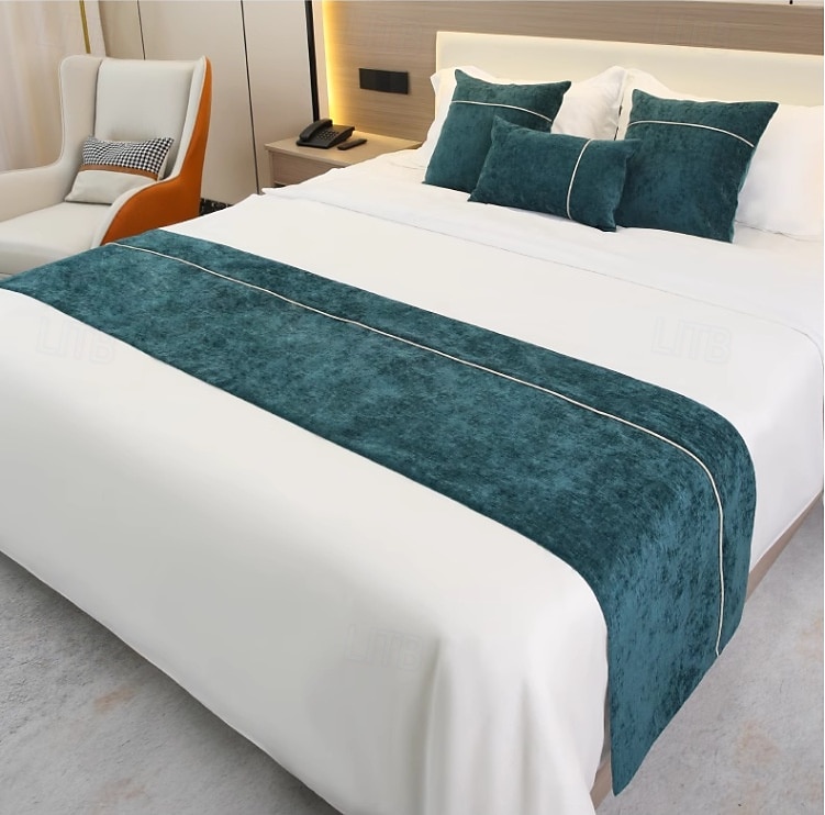 Bieżnik na łóżko aksamitny dekoracyjny bieżnik na łóżko do domu hotelu narzut ochrona nowoczesny jednolity bieżnik na końcu łóżka dekoracja pościeli w sypialni 2026 - $18.99 –P3