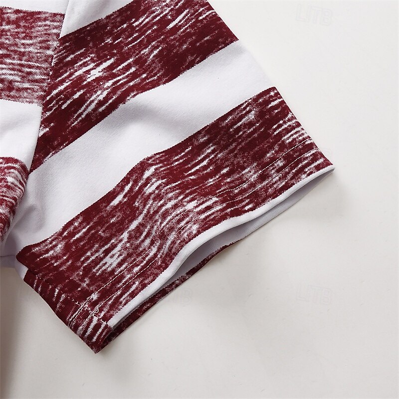 Men's T Shirt Tee Short Sleeve Shirt Tee Top Short Sleeve V Neck Summer Striped Fashion Designer Basic Pocket Vacation Street Going out Red Top Tee for Men 2025 - $17.99 –P5