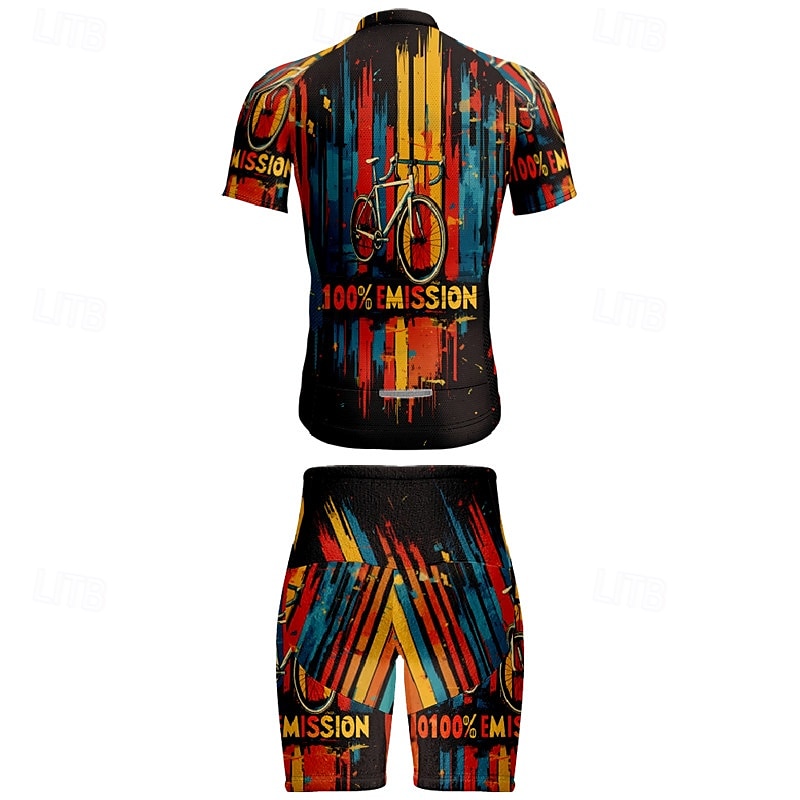 Per uomo Maglia da ciclismo con pantaloncini Manica Corta Mountain Bike MTB Ciclismo su strada Estate Primavera Autunno Nero Rosa Rosso A righe Lettere & Numeri Bicicletta Cerniera Frontale del 2026 a $47.99 –P6