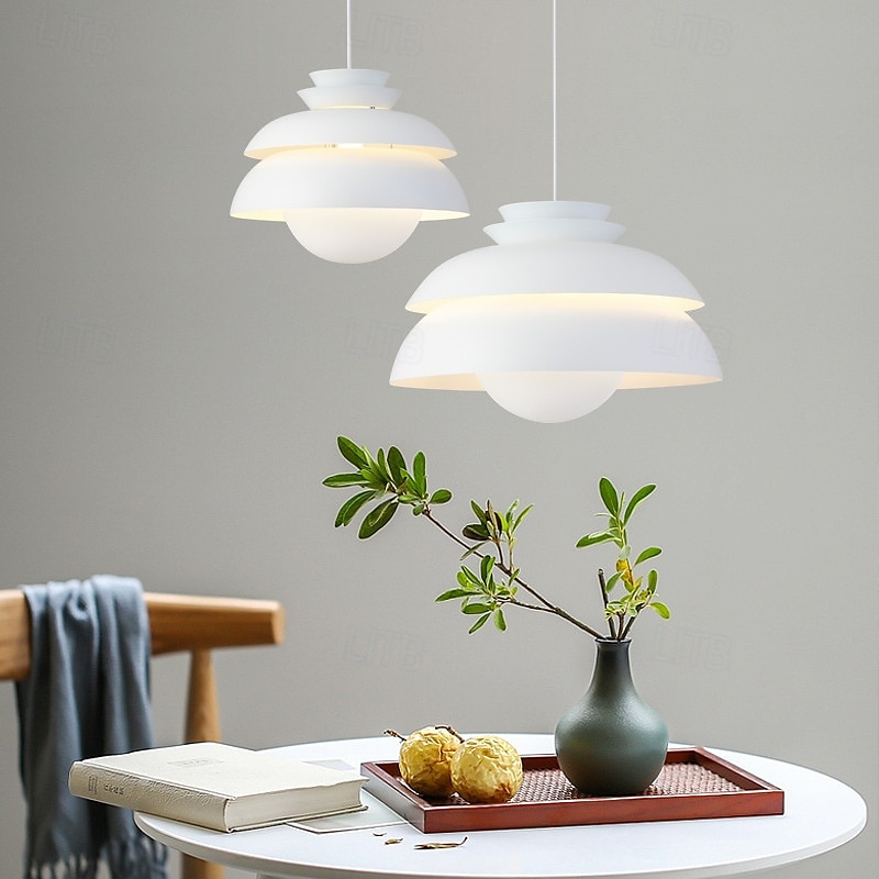 Single Light Pendant Light Fixtures White Metal Pendant Light Home Decor with Metal Shade Modern Hanging Lamp Hight Adjustable E27 Industrial Chandelier for Living Room Bedroom 32cm 110-240V 2025 - $279.99 –P7