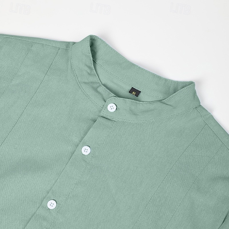 Per uomo Camicia camicia di lino Camicia Guayabera Camicia con colletto a fascia Camicia estiva Abbigliamento mare Liscio Da mare Curise Nero Bianco Blu Verde Manica corta Colletto Estate del 2025 a $22.99 –P8