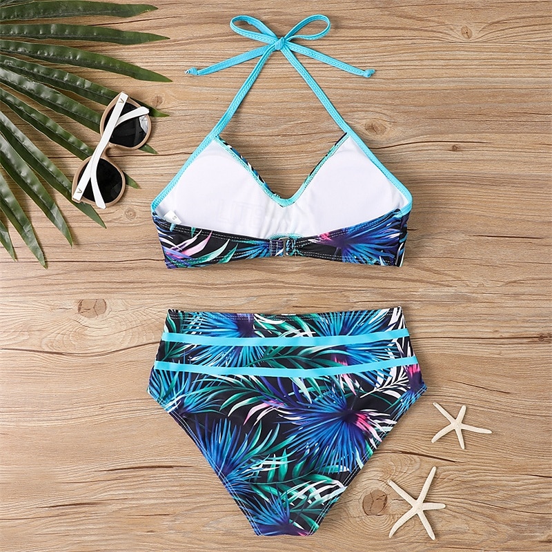 Dam Tankini Tvådelad baddräkt Volang Badkläder Badkläder Blå Guld Andningsfunktion Snabb tork Lättvikt Ärmlös - Simmning Surfing Strand Sommar Vår 2025 - $21.99 –P10