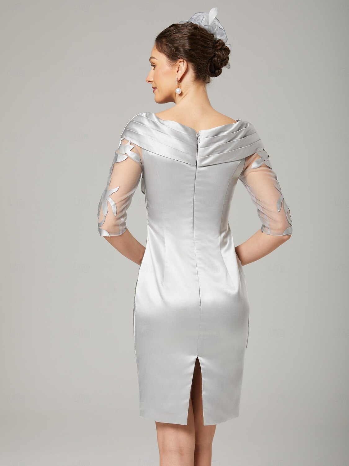 Sheath / Column Mother of the Bride Dress Elegant Off Shoulder Knee Length Taffeta Half Sleeve with Appliques Ruching Church Suits Races Dress Midi Dress 2026 - $210.49 Sheath / Column Mother of the Bride Dress Elegant Off Shoulder Knee Length Taffeta Half Sleeve with Appliques Ruching Church Suits Races Dress Midi Dress 2026 - $210.49