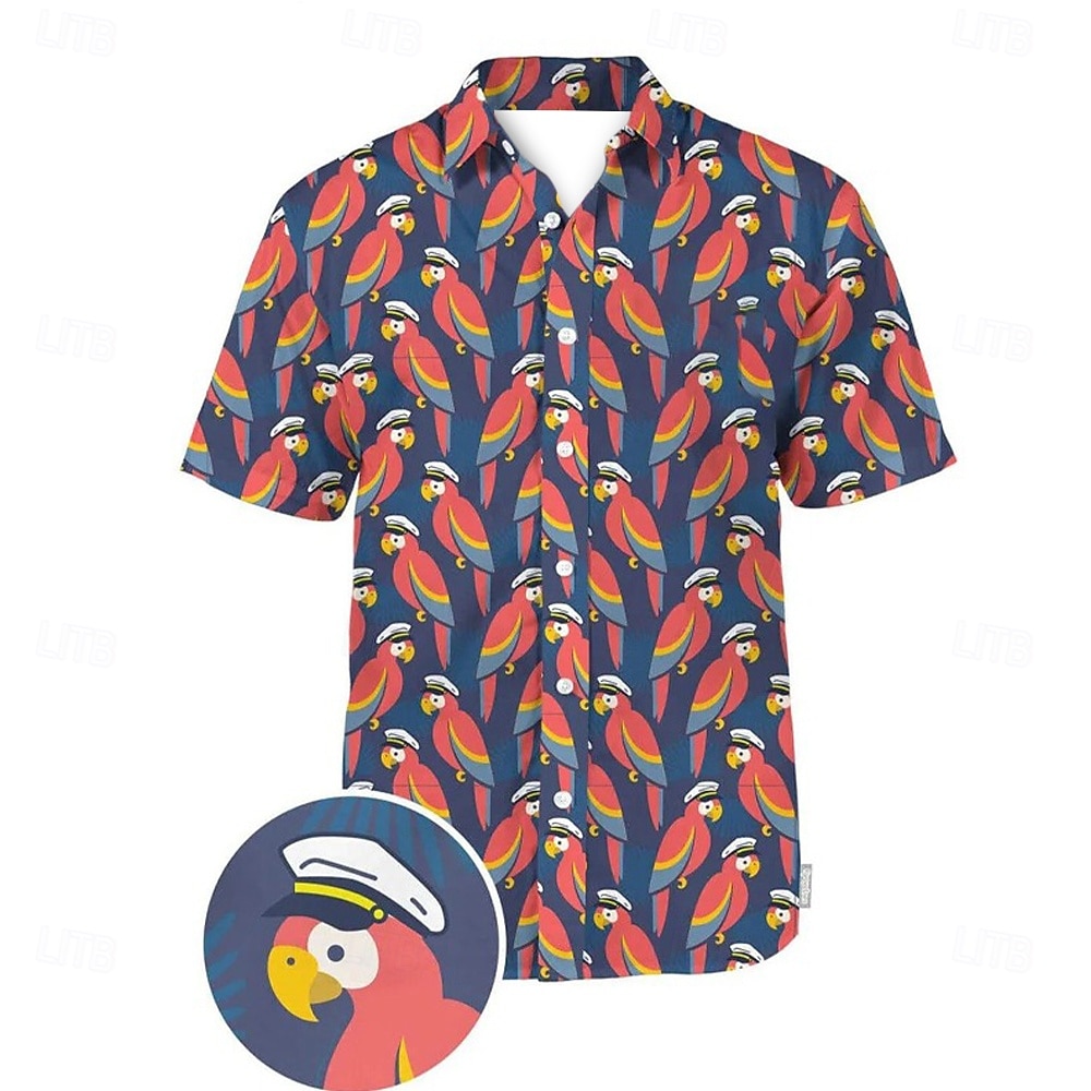 Men's Animal Duck Shirt Summer Hawaiian Shirt Aloha Shirt Short Sleeves Shirt Turndown Fashion Designer Casual Outdoor Street Casual Black Yellow Red 3D Print S M L 2025 - $24.99 –P14
