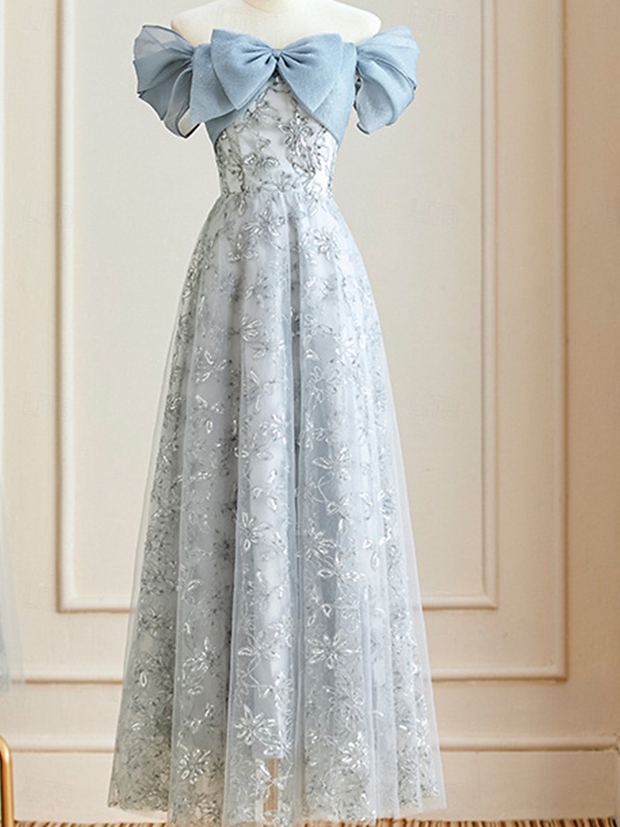 A-Line Bridesmaid Dress Off Shoulder Sleeveless Elegant Floor Length Nylon with Split Front 2025 - $103.99 –P4