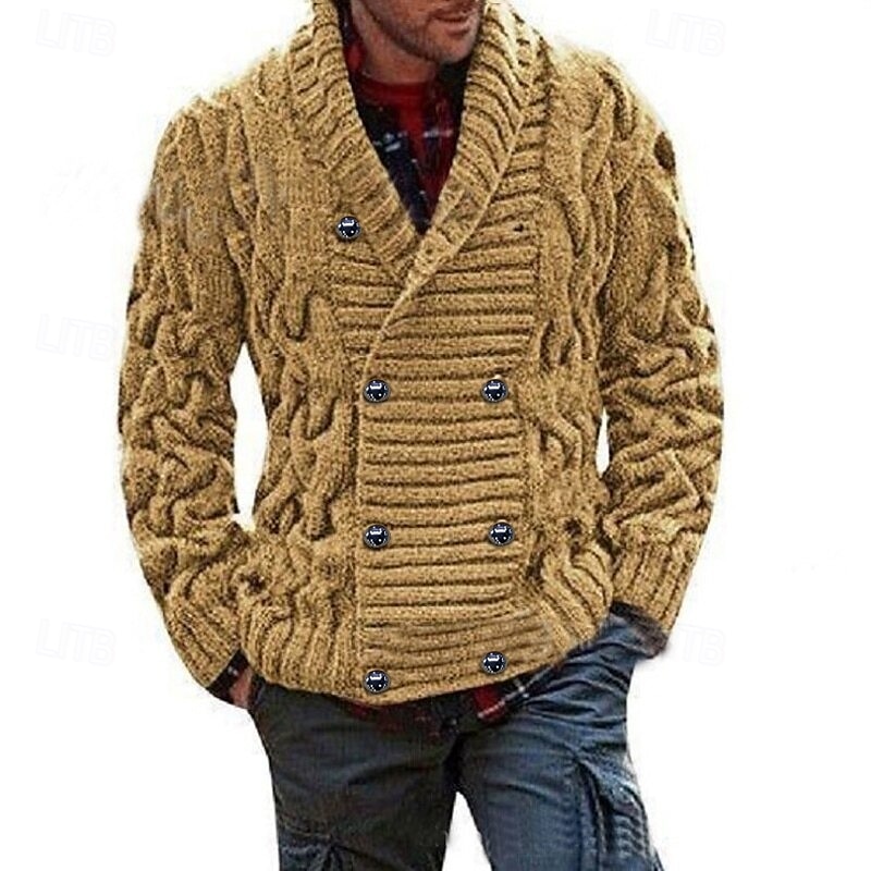 Per uomo Felpa Cardigan Maglione corto Cavi Maglia Lavorato a maglia Tinta unica Colletto Moda Stile vintage Giornaliero Abbigliamento Autunno Inverno Nero Verde militare S M L del 2026 a $45.99 –P2