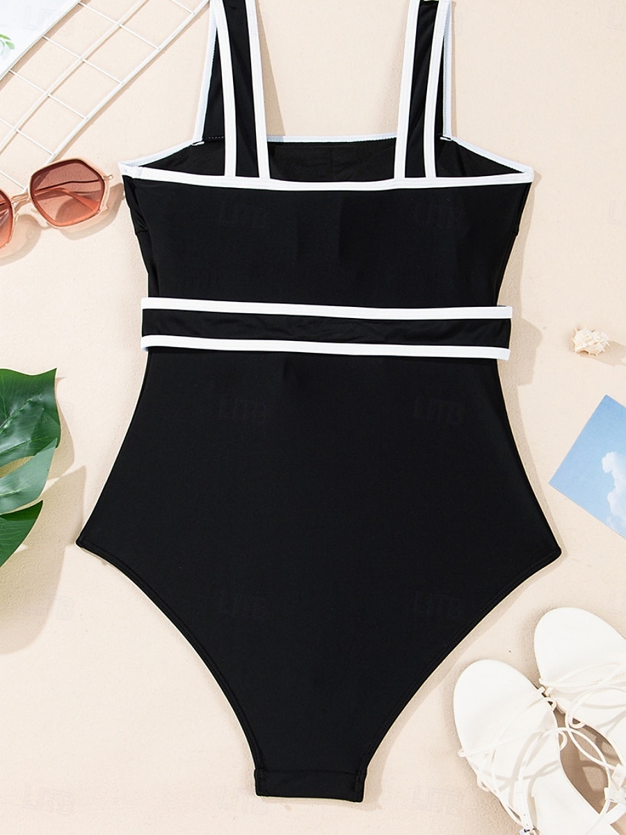 Dam Badkläder En bit Monokini Baddräkt Öppen rygg Magkontroll Hög midja Smal Semester Standkläder Ensfärgat Rund Ärmlös Baddräkter 2025 - $27.99 –P3