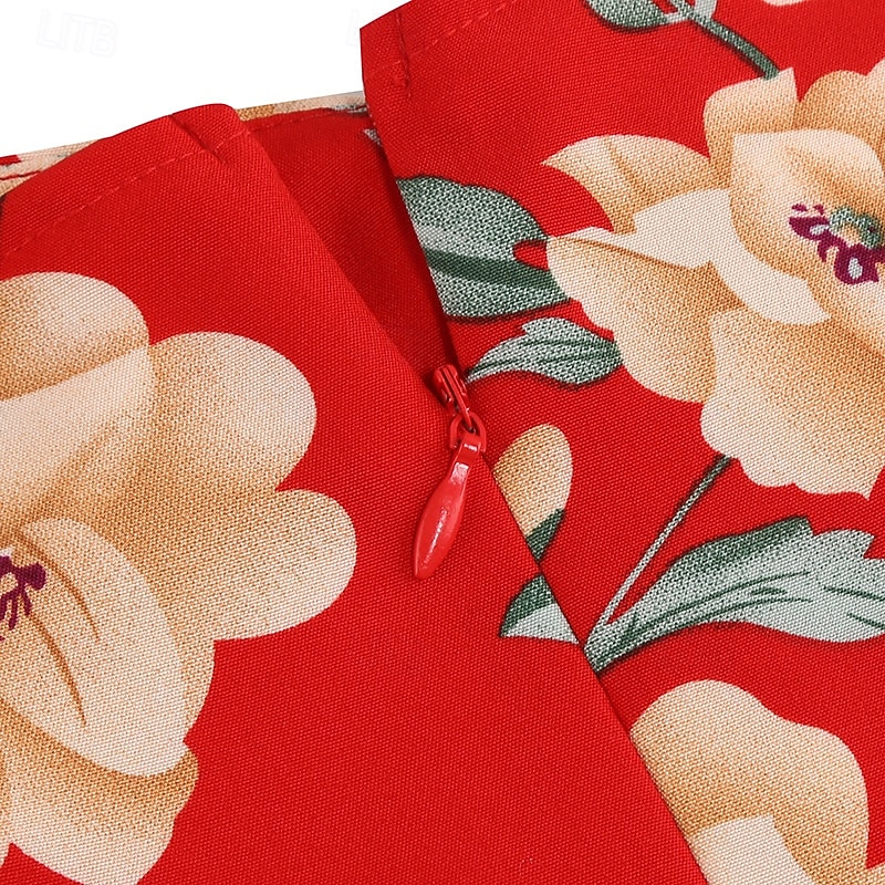 1950s Retro Antiguo Rockabilly Hasta la Rodilla Vestidos Vestido de té Vestido swing Floral Ajustado / Acampanado Columpio Disfraz Mujer Navidad Carnaval Año Nuevo Reunión de Antiguos Alumnos Ropa 2026 - $23.99 –P12