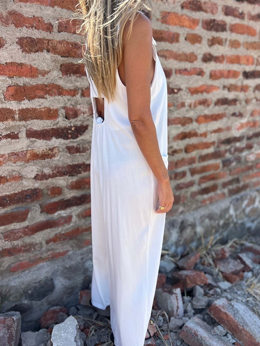 Mujer Normal Mono Activo Color sólido Sin Mangas Escote en U Botones Bolsillo Vacaciones Diario Ajuste regular Negro Blanco Azul Piscina Verano 2025 - $32.99 –P12