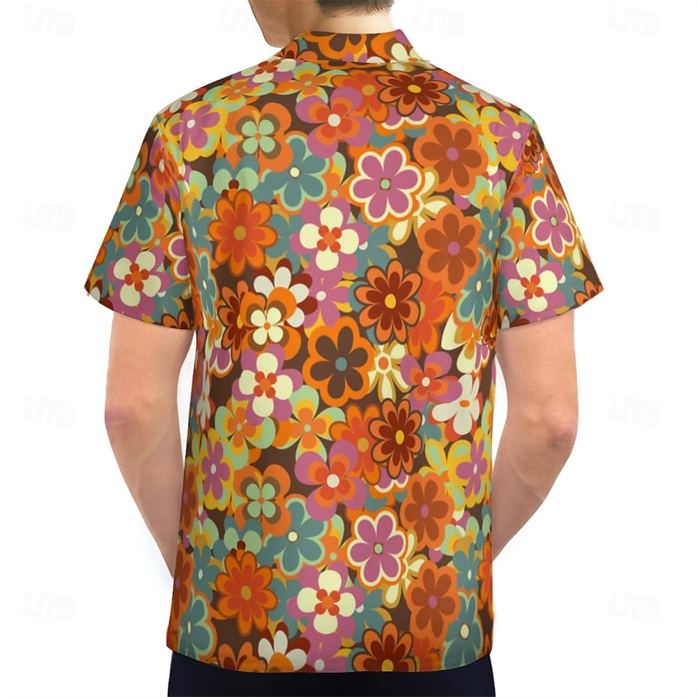Retró 1970-es évek Ing Aloha ing Hippi Virágos Férfi Vakáció Parti Pride Parade Felnőttek Ing 2025 - $20.99 –P2
