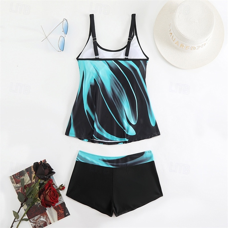 Dam Tankini Tvådelad baddräkt Brottarrygg Badkläder Badkläder Gul Blå Andningsfunktion Snabb tork Lättvikt Ärmlös - Simmning Surfing Strand Sommar Vår 2025 - $25.99 –P12