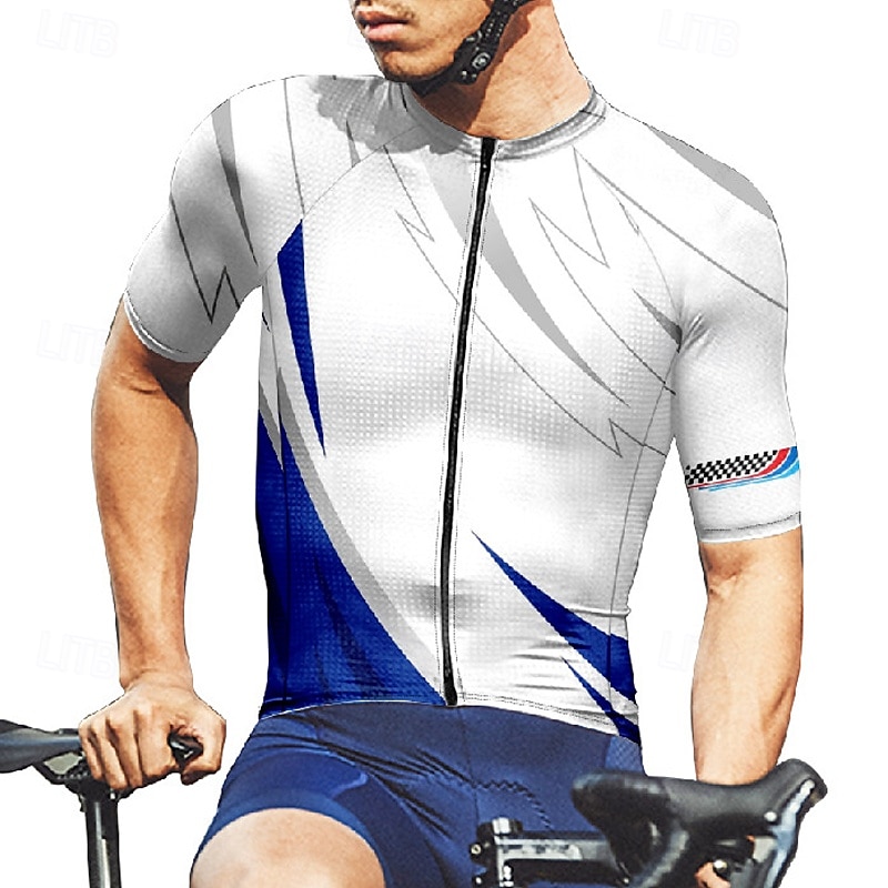 Męskie Koszulka rowerowa Geometryczny Krótki rękaw Rower Tee Tshirt Dżersej z 3 tylnymi kieszeniami Kolarstwo górskie Szybkie wysychanie Anatomiczny kształt Odprowadzające wilgoć Oddychający Sport 2026 - $30.99 –P8