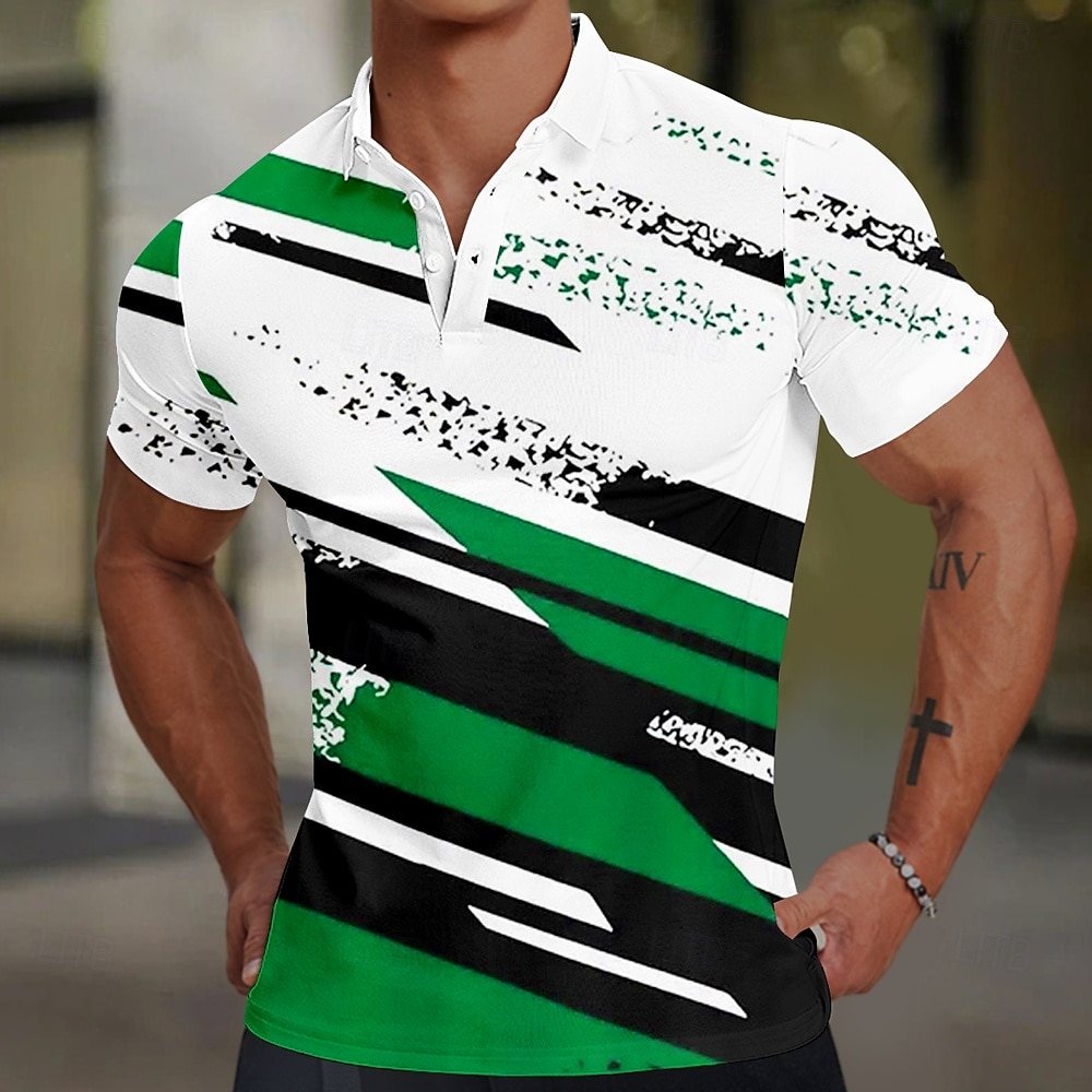 Per uomo Geometrico Linea Polo Manica Corta Magliette polo Camicie con Colletto Casual Business Casual Scuola All'aperto Sportivo Abbigliamento quotidiano Stampa 3D Estate Nero Rosso Blu del 2025 a $27.99 –P3