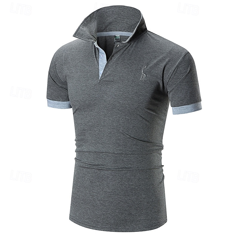 Per uomo Polo Camicia da golf Golf Informale Sport Classico Manica corta Essenziale Color Block Cervo Pulsante frontale Estate Primavera Standard Marrone Scuro Grigio scuro Nero Bianco Giallo Borgogna del 2025 a $12.99 –P9