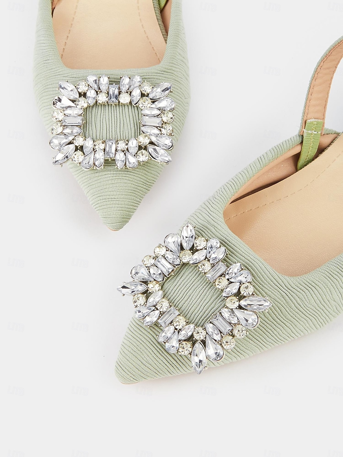zöld szatén slingback sarkú kristálycsattal – stílusos alkalmi cipő nőknek, tökéletes napi rendezvényekre, bulikra vagy koktél viseletre 2025 - $24.99 –P4