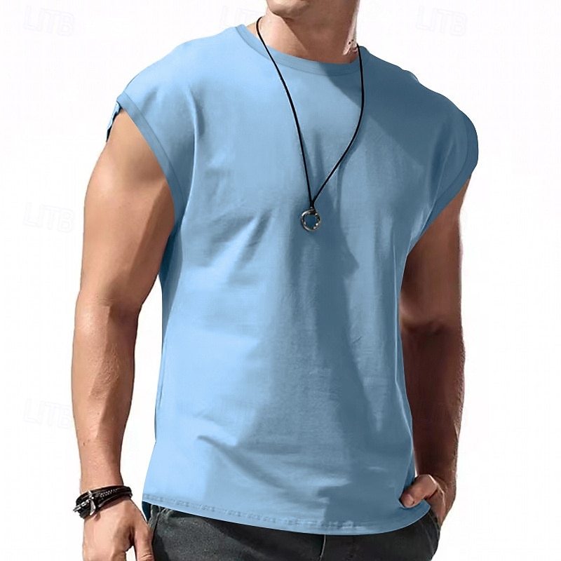 Herren Tank Top Weste Unterhemd Ärmelloses Shirt Ärmellos Rundhalsausschnitt Frühling & Sommer Einfach Mode Designer Urlaub Straße Ausgehen Schwarz Weiß Rote Top T-Shirt für Herren 2025 - $10.49 –P10
