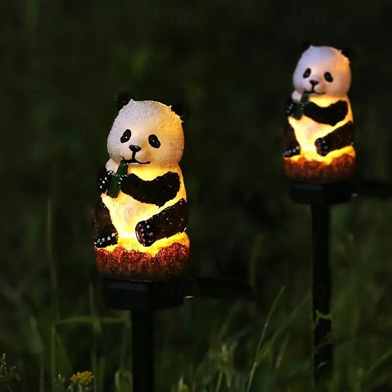 2db panda és bagoly napelemes kerti lámpa – led-gyanta kézművesség kültéri ösvényekhez, pázsithoz és ünnepi táj dekorációhoz 2026 - $35.99 –P1