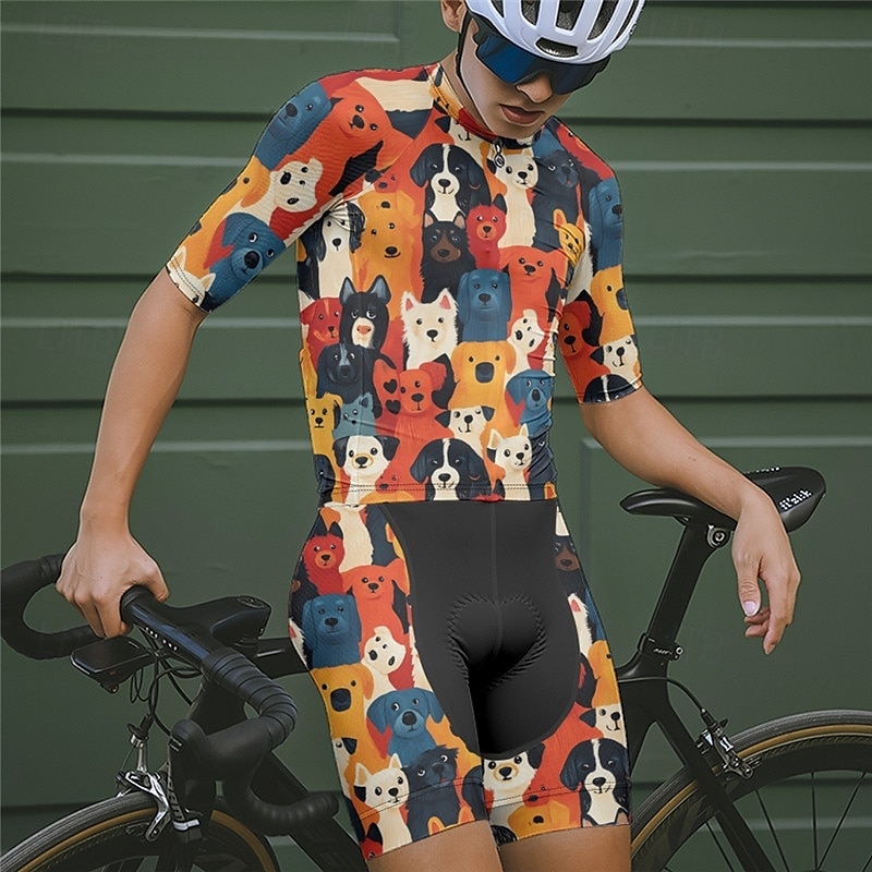 Herren Radtrikot mit Radhose fahrradbekleidung Kurzarm MTB Mountain Rennrad Schwarz Gelb Rote Hund Fahhrad Spandex Sport Hund Bekleidung 2025 - $47.99 –P12