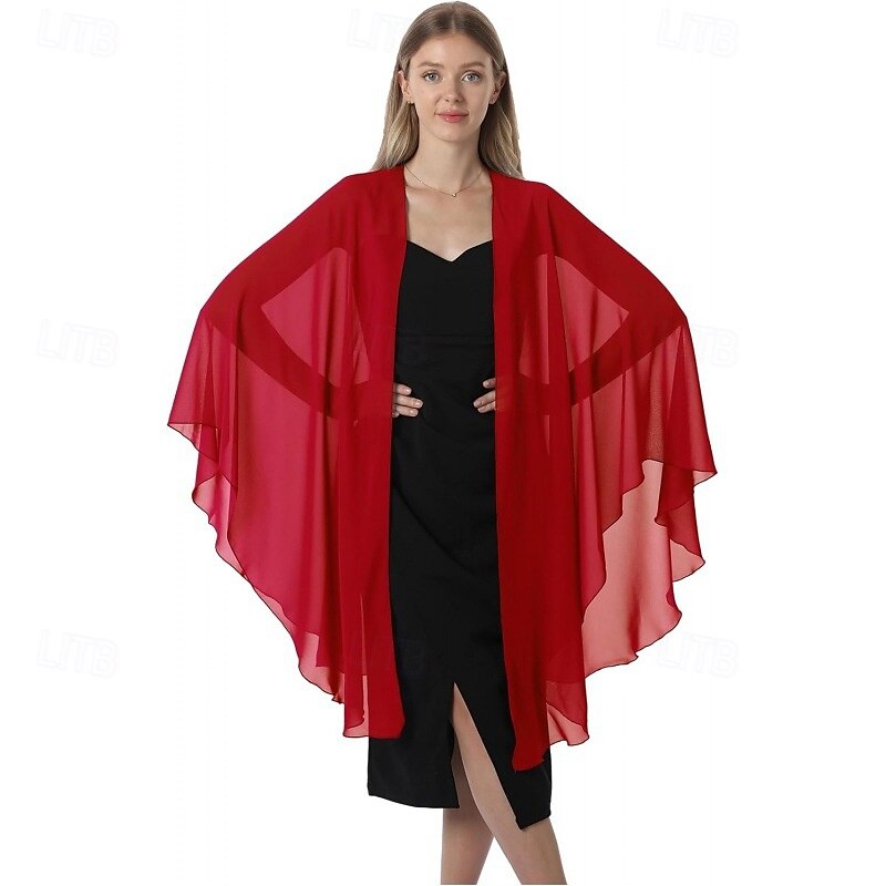 scialli e mantelle in chiffon, scialle per feste di nozze, sciarpa per donna, abito da sera da sposa, abiti per occasioni speciali del 2025 a $29.99 –P9