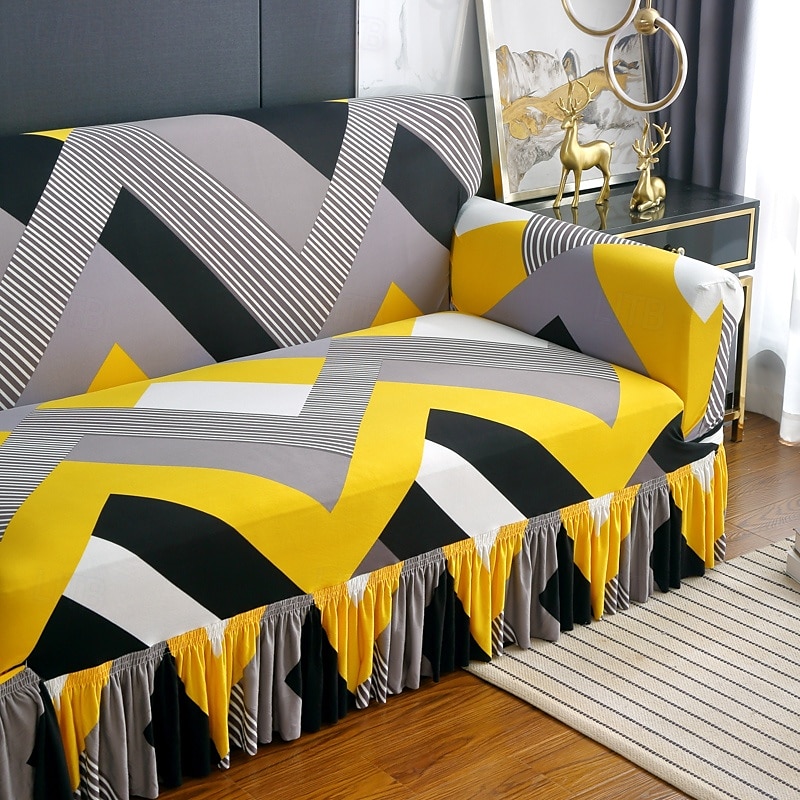 1 Pc Stretch Sofa Slipcover Sofa Cover With Skirt Printed Couch Cover Furniture Protector for Bedroom Living Room Home Decor 2025 - $41.99 –P17