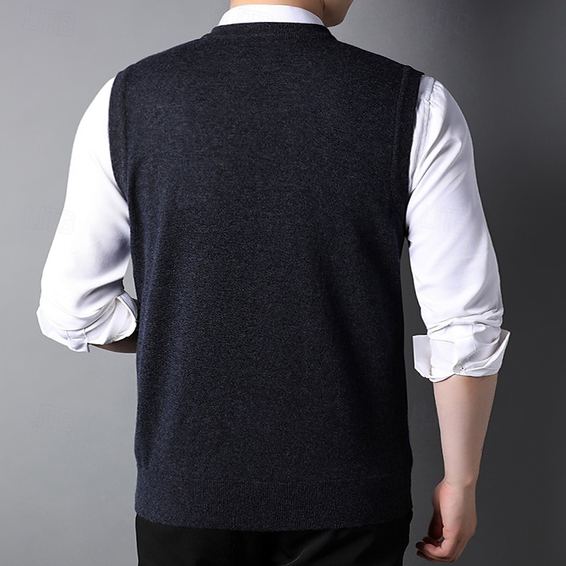 رجالي سترة سترة متماسكة V-neck مراجعة النمك منقوش V رقبة تريكو أنيق مدرسة رسمي ملابس الربيع الخريف أخضر داكن رمادي فاتح S M L 2025 - $52.99 –P13
