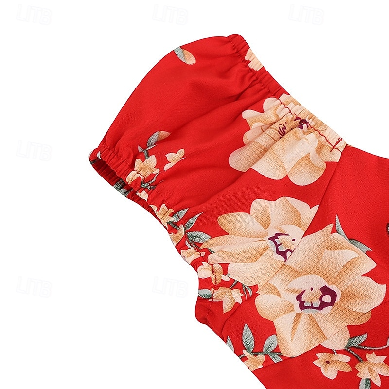 1950s Retro Antiguo Rockabilly Hasta la Rodilla Vestidos Vestido de té Vestido swing Floral Ajustado / Acampanado Columpio Disfraz Mujer Navidad Carnaval Año Nuevo Reunión de Antiguos Alumnos Ropa 2026 - $23.99 –P11