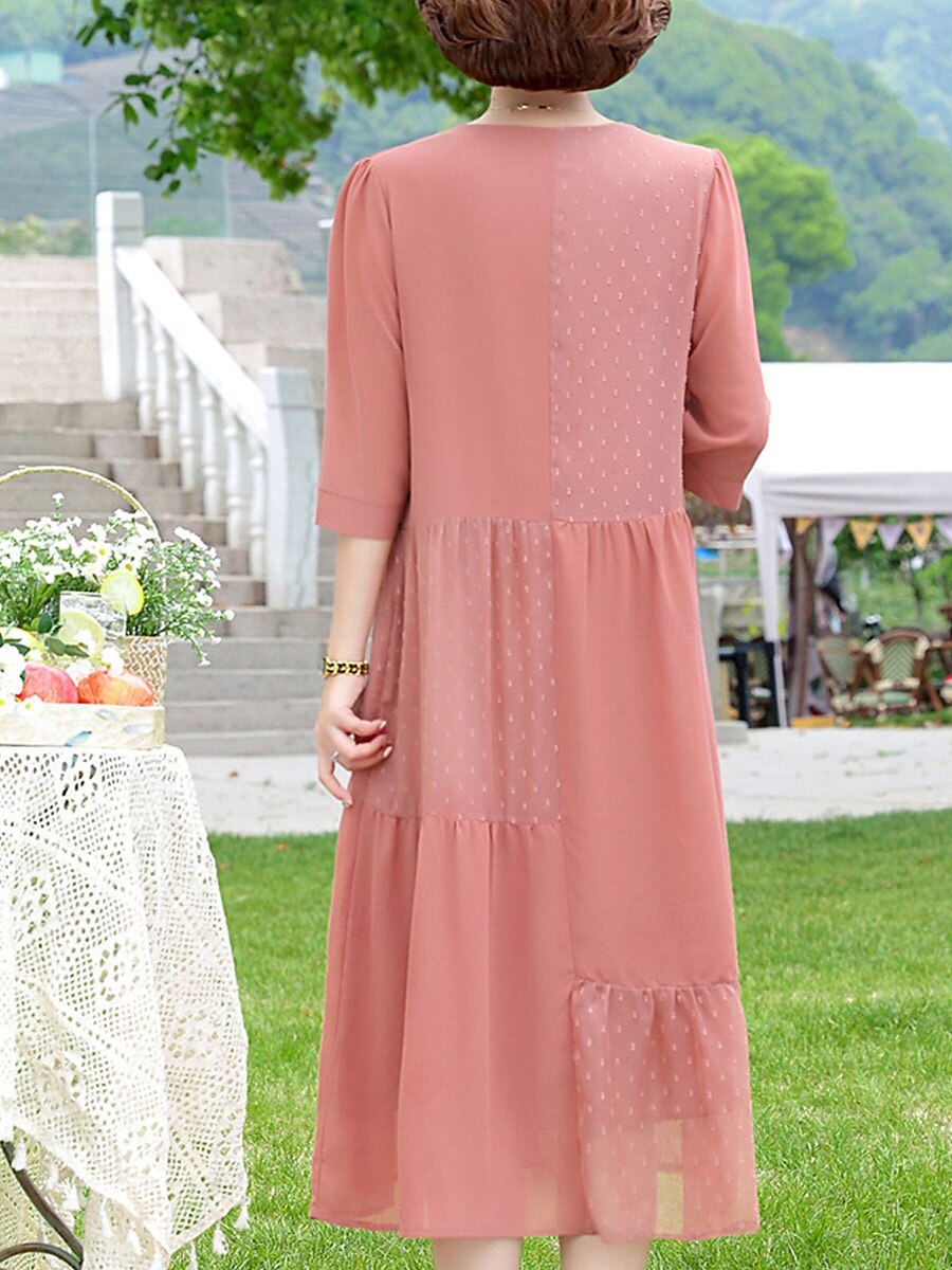 Női Hosszú ruha Maxi ruha hétköznapi ruha A vonalú ruha Elegáns Stílusos Alkalmi Vakáció Hétköznapi Napi Normál Sima Rövid ujjú V-alakú Arcpír rózsaszín Medence Nyár Tavasz 2025 - $48.99 –P4