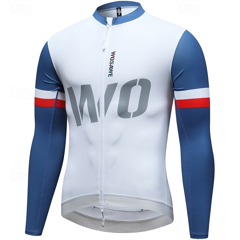 Homme Maillot de cyclisme Bloc de Couleur manche longue Cyclisme Maillot avec 3 poches arrière VTT Vélo tout terrain Séchage Rapide Respirant Des sports Blanche Bleu Vêtement Tenue de 2025 ? $61.99 –P9