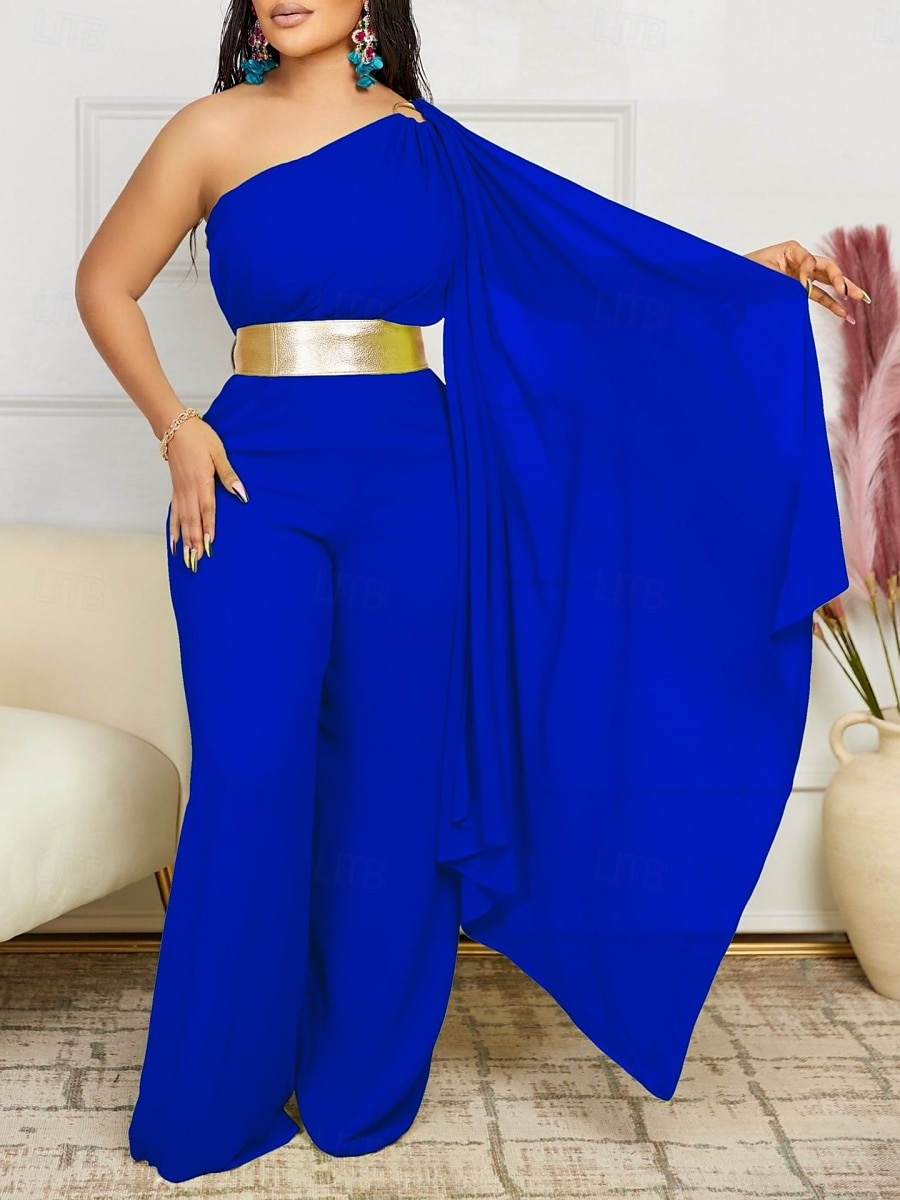 Kentucky Derby Women's Midi Dress Normal Jumpsuit Elegant Solid Color Sleeveless One Shoulder High Waist Party Cocktail Party Regular Fit Black White Red Summer 2025 - $44.99 –P11