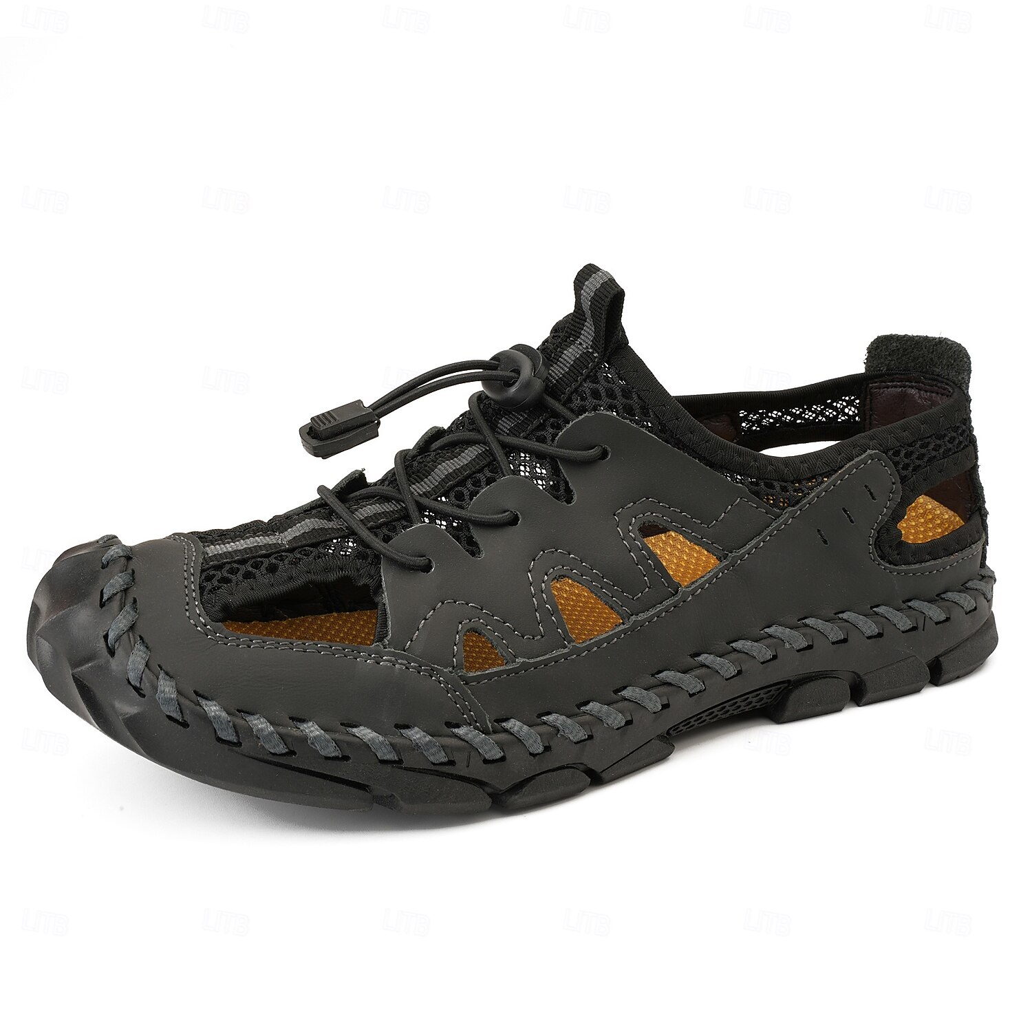 sandálias masculinas marrons para atividades ao ar livre com malha respirável e sistema de cadarço ajustável, sola durável - perfeitas para caminhadas, acampamentos e atividades de verão de 2025 por $36.99 -P3