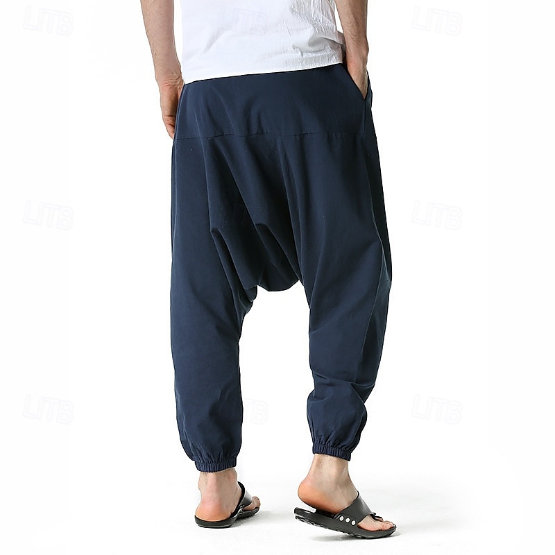 Hombre Persona que practica jogging Pantalones de algodón Pantalones Pantalones de playa Pantalones Harem Bolsillo Correa Cintura elástica Plano Comodidad Transpirable Vacaciones Diario Festivos 2025 - $23.99 –P11