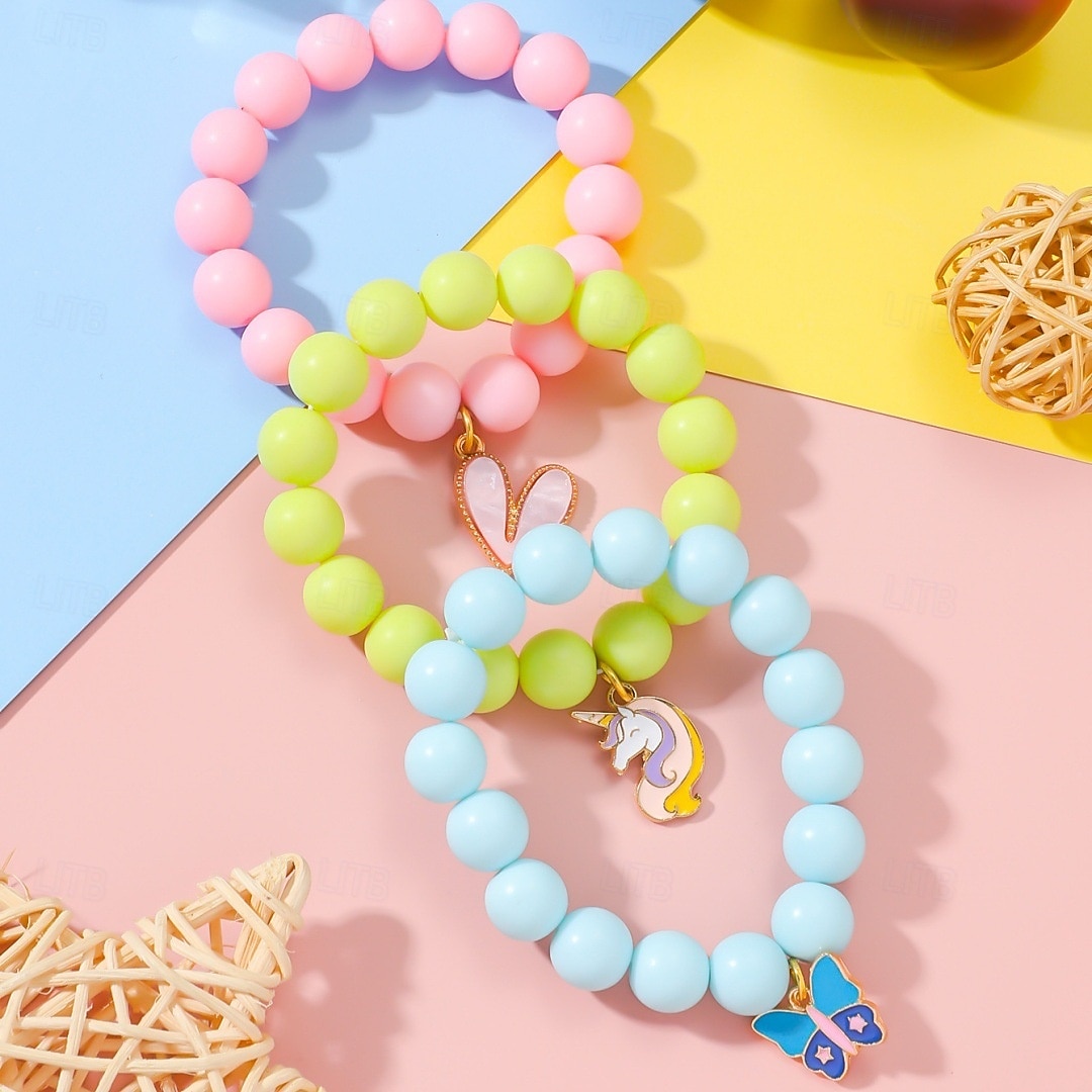 3-teiliges Set mit süßen Sonnenblumen- und Regenbogen-Charm-Perlen mit Einhorn- und Sonnenblumen-Regenbogen-Armbändern 2025 - $11.49 –P6