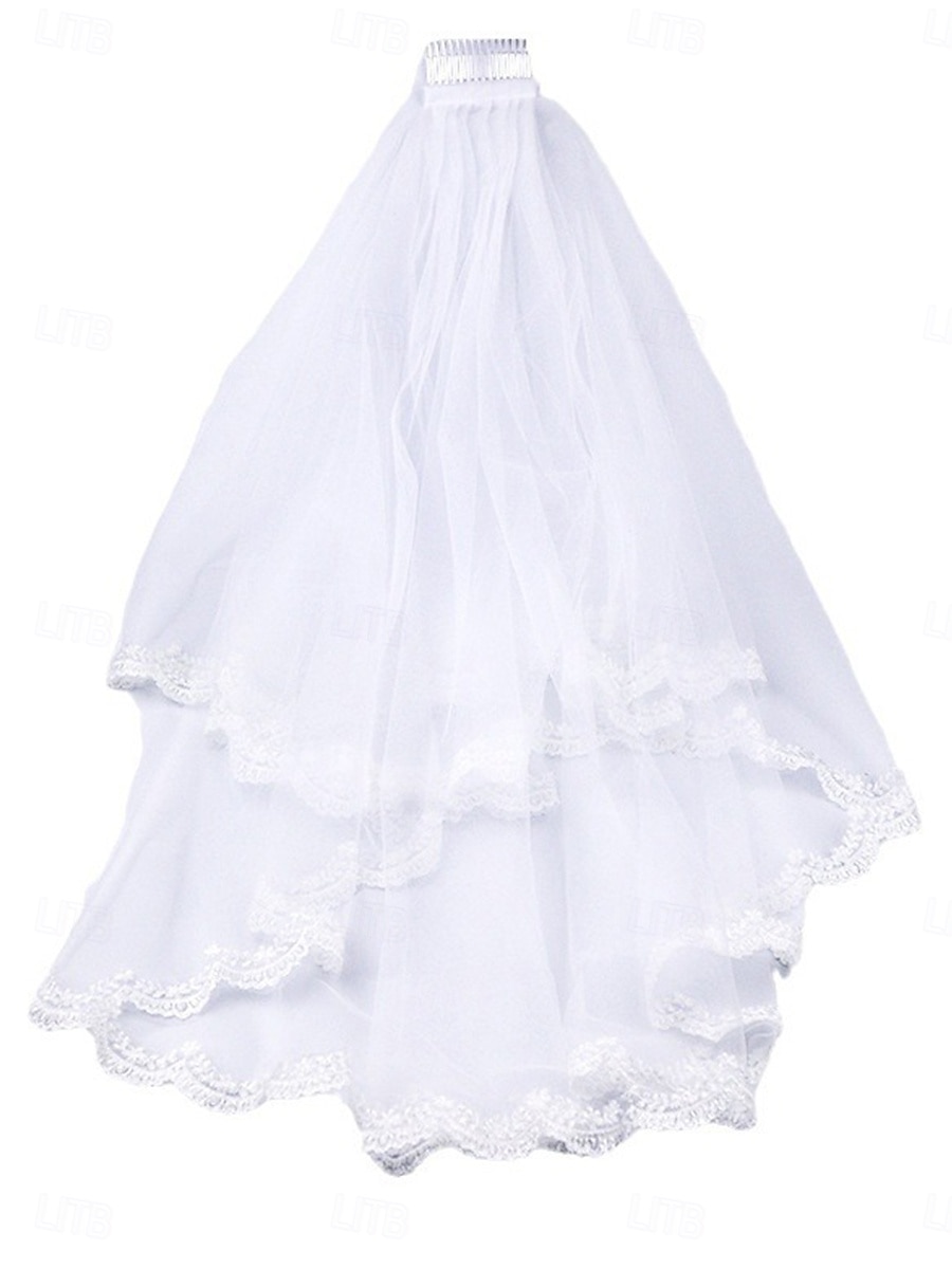 One-tier Comtemporary / Stylish Wedding Veil Elbow Veils with Satin Flower Tulle 2025 - $20.99 –P5