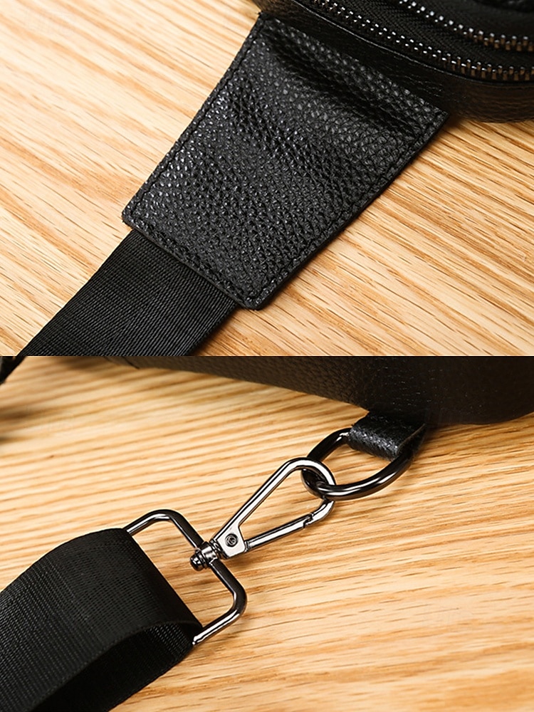 svart krokodillepreget crossbody-veske i skinn for menn – kompakt slengveske med justerbar stropp for daglig bruk 2025 - $19.99 –P9