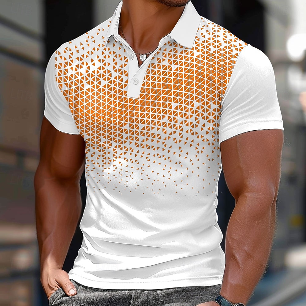 Per uomo Geometrico Polo Manica Corta Magliette polo Camicie con Colletto Casual Scuola All'aperto Abbigliamento quotidiano Abbigliamento da casa Stampa 3D Estate Primavera Autunno Blu Arancione del 2026 a $29.99 –P4