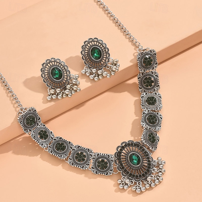 Conjuntos de joyas para novias, 1 juego de pendientes de aleación de diamantes de imitación, collar, conjunto de joyas artísticas de moda elegante para mujer para bodas, invitados a la boda, fiesta, 2025 - $16.99 –P4